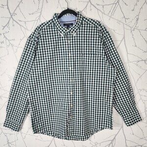 Tommy Hilfiger Green Gingham Checks Cotton Stretch Button Front Shirt